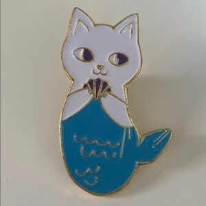 Cat Fish Lapel Pin Funny Cartoon Novelty Pin Enameled